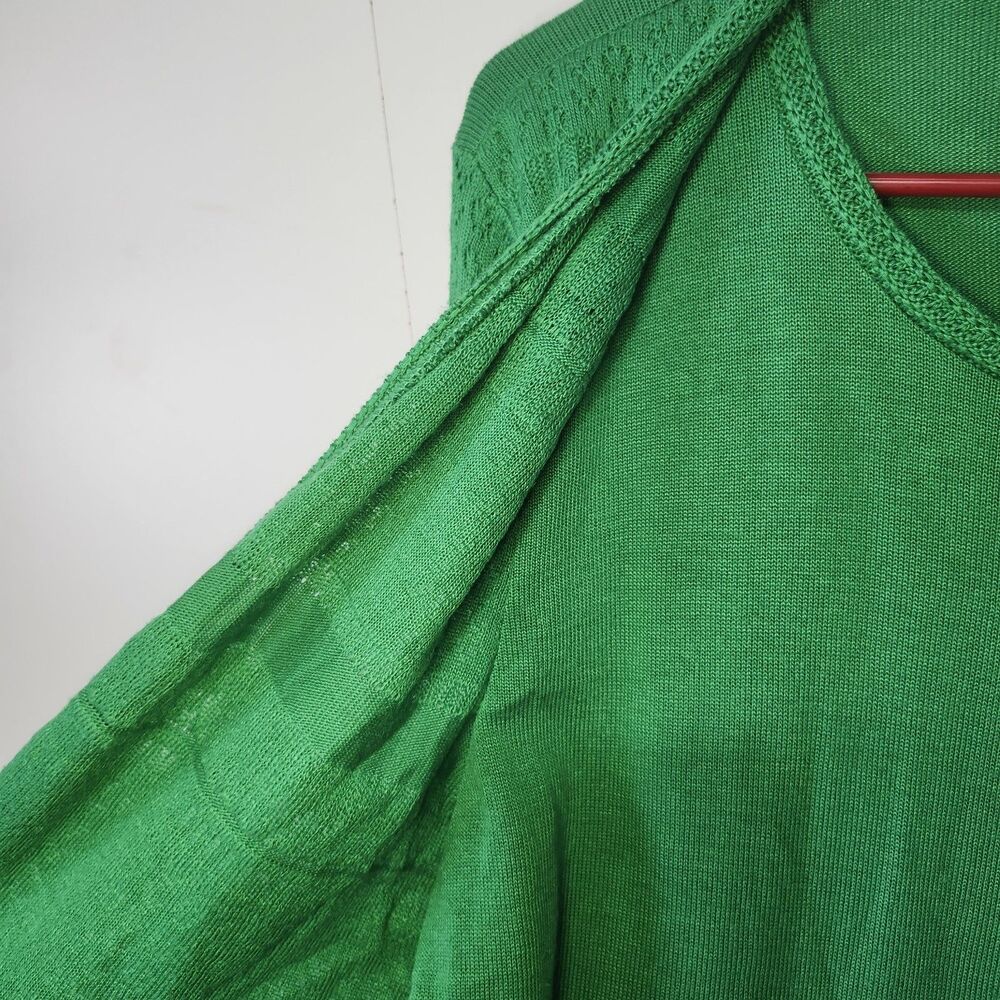 Alfred Dunner Green Open Front Cardigan w Attached Shell Textured Knit Women L - Picture 4 of 10